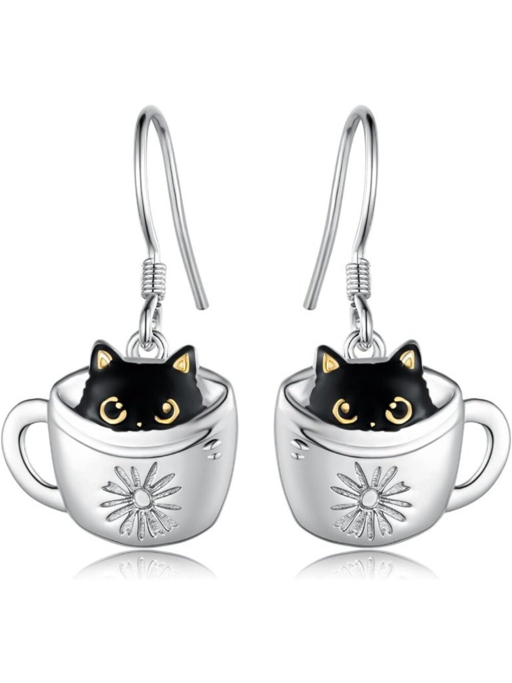 Cute Black Cat Earrings | 925 Sterling Silver Animal Jewelry Gifts for Her